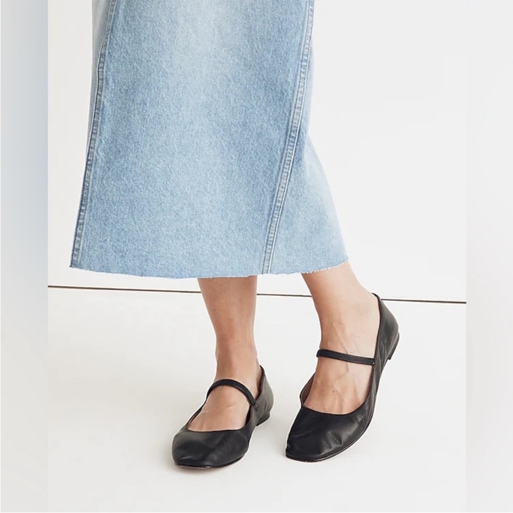 🖤MADEWELL THE GRETA LEATHER BALLET FLATS IN BLACK 9.5